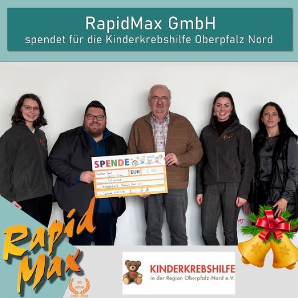 RapidMax GmbH spendet an die Kinderkrebshilfe Oberpfalz Nord